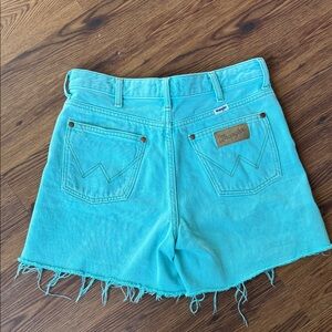 Wrangler Turquoise Raw-Hem Denim Shorts
